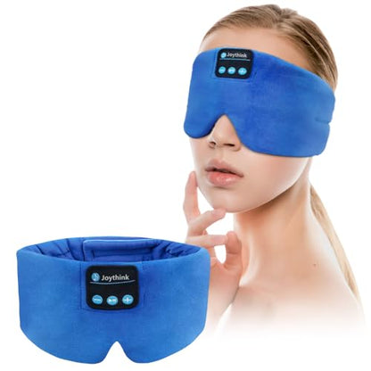 Joythink Sleep Headphones Bluetooth Headband Sleeping Eye Mask Kids Children Soft Wireless Sleep Headphones for Women Men Silk Speaker Bluetooth Earbuds for Side Sleeper Music Mask Cool - color: Blue
