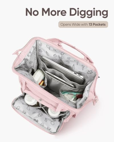 BELALIFE Backpack Diaper Bag with Changing Pad, Baby Care Organizer - color: Pink