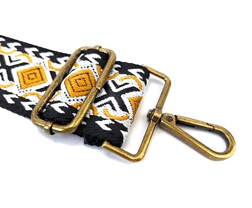 Purse Strap Replacement for Crossbody Bags & Handbags - color: Black Mustard Boho Diamond, size: 2 Inch Wide