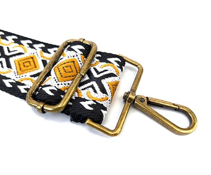 Purse Strap Replacement for Crossbody Bags & Handbags - color: Black Mustard Boho Diamond, size: 2 Inch Wide