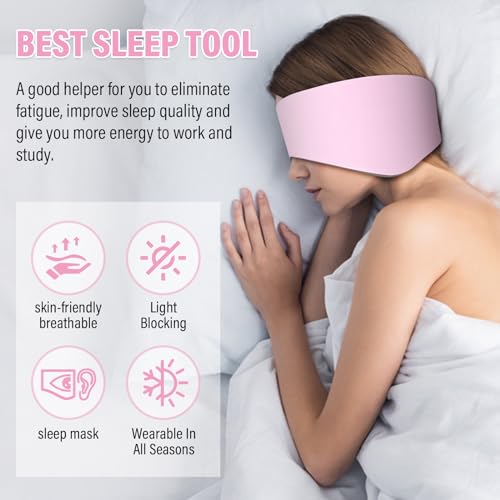 Sleep Mask & Earmuffs for Sleep - 2 in 1 Ear & Eye Mask with Ear Plugs - color: 2-1 Pink