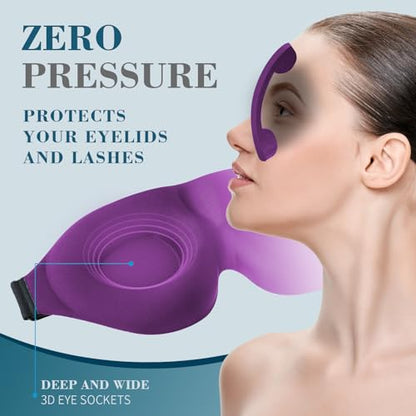 ZGGCD Sleep Mask for Side Sleeper, Light Blocking Eye Mask for Women Men - color: Purple
