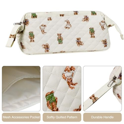 Stratalife Quilted Hair Tools Travel Bag with Polishing Cloth, Cream Bear - color: Cream Bear