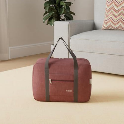 Narway Personal Item Travel Bag, Foldable Carry on Duffle Bag for Women Men - color: AA-Thick Jujube Red