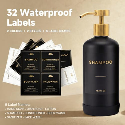 Prus Waso Shampoo Dispenser for Shower, Black & Gold - color: Black & Gold