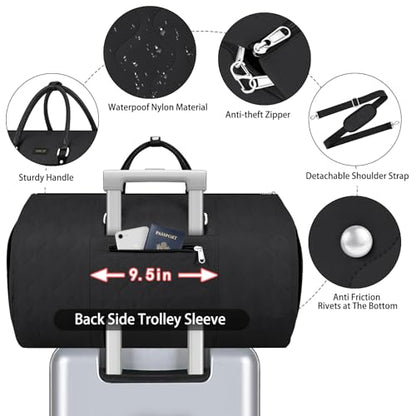 Garment Bag for Travel Convertible Carry on Travel Duffel Bag for Men Women - color: A03-Black