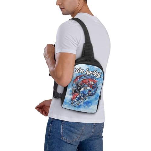 Mens Crossbody Bag Sling Backpack Portable EDC Chest Bag - color: Ice Hockey