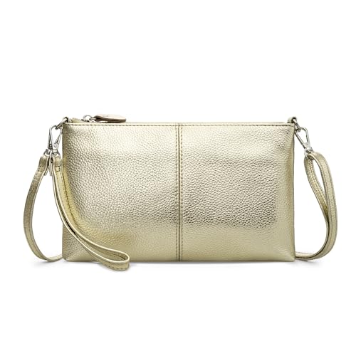 befen Genuine Leather Small Crossbody Bags for Women Wristlet Wallet Purses - color: Gold