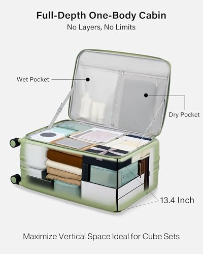 Hanke Expandable Large Checked Luggage, 28 Inch Top Opening Suitcase - color: Bamboo Green, size: 28 Inch EXT