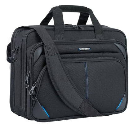KROSER 15.6 Inch Laptop Briefcase Computer Bag, Messenger Shoulder Bag - color: Black/Blue, size: 15.6 INCH