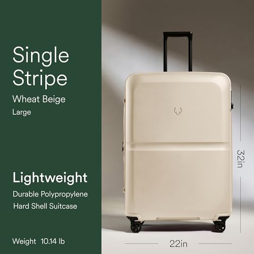 ANTLER Single Stripe Hardside Checked Large Luggage, Wheat Beige, 32", 144L - color: Wheat Beige, size: Large
