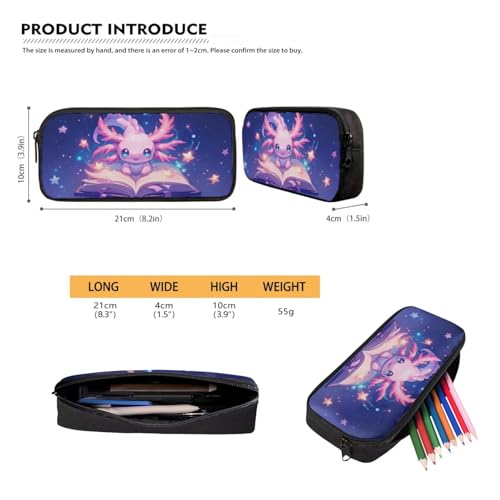 Axolotl Backpack Set for Girls 3-in-1 Elementary & Middle School Backpack with Lunch Box and Pencil Case, Cute Bookbags for Kids 6-8 Back to School Essential - color: Axolotl Book
