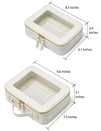 Popvibe Clear Toiletry Bag 2 Pack, Travel Makeup Bag Medium and Large White - color: White, style: Dual Elegance