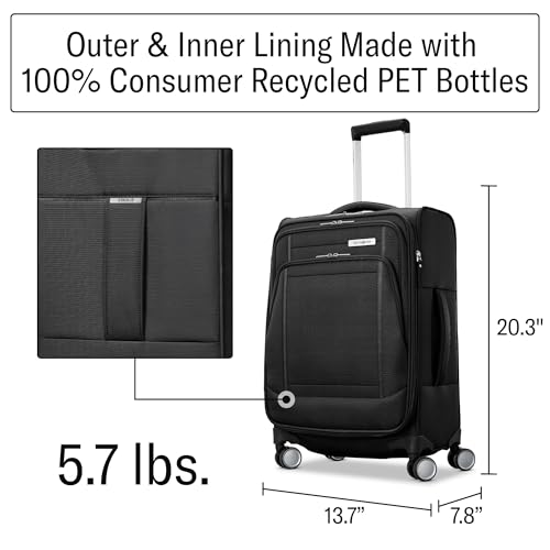Samsonite UpLIFT Lightweight Softside Carry-On Luggage with Spinner Wheels - Expandable - Airline-Approved, Polyester Soft Suitcase for Ultra Light Travel - Black - color: Black, size: Carry-On