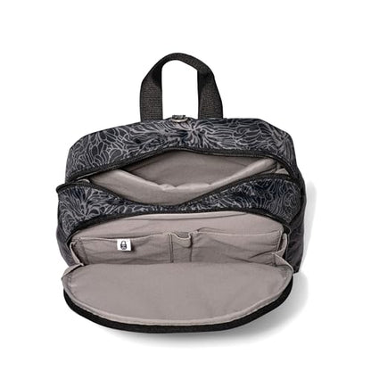 Securtex Anti-Theft Getaway Backpack - 9.4"x13"x5" Travel Safe Bag w/Locking Zippers, Slash-Resistant, RFID - color: Midnight Blossom Print