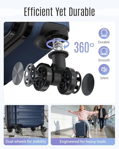 LIGHT FLIGHT Carry On Luggage 22x14x9 Airline Approved Suitcase, Dark Blue - color: Dark Blue