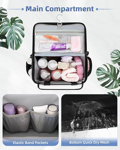 Marscamd Hanging Shower Caddy Organizer Bag with Quick Dry Mesh, Black - color: Black
