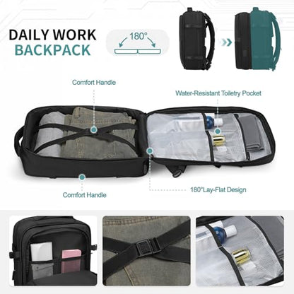 35L Expandable 2 in 1 Travel Backpack for 16 Inch Laptop Black - color: Black