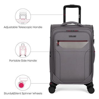 2-Piece Set(22/28in) Softside Luggage Sets,Expandable 20% - color: Grey, size: 2-Piece Set (22 inch/28 inch)