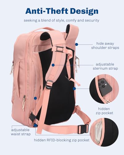 Hynes Eagle Travel Backpack TSA Personal Item Bag Flight Approved Pink - color: Pink
