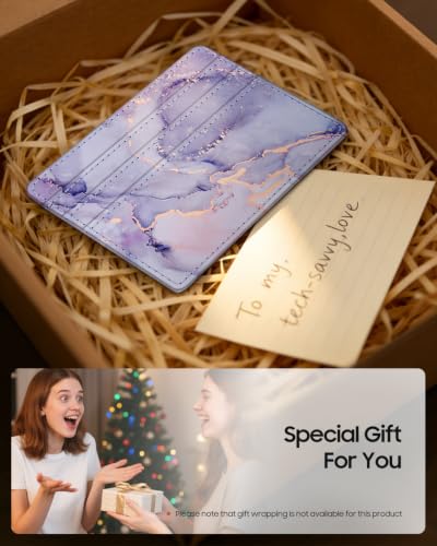 FINTIE Slim Minimalist Front Pocket Wallet RFID Blocking Credit Card Holder - color: lilac marble