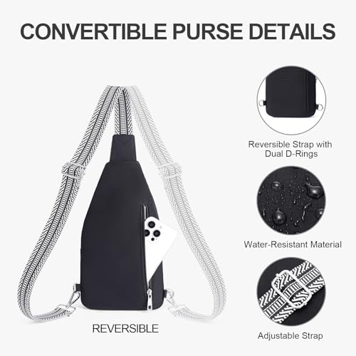 Puffer Sling Bag for Women RFID Anti Theft Crossbody Purse - color: Black