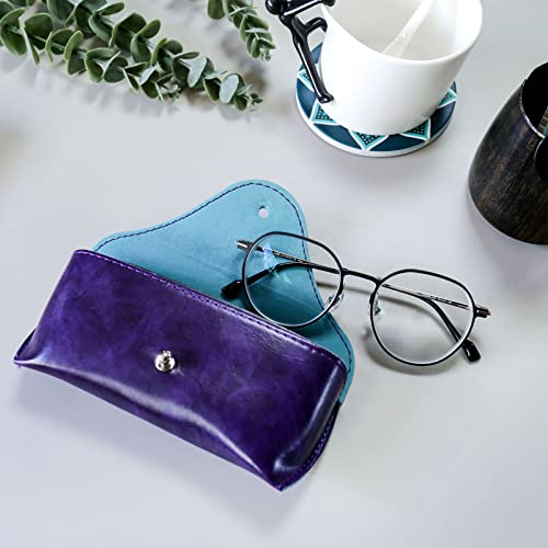 LogHog Portable Leather Glasses Case,Flexible Sunglasses Pouch Slim Case for Women Men Horizontal Eyeglass Case - color: Purple