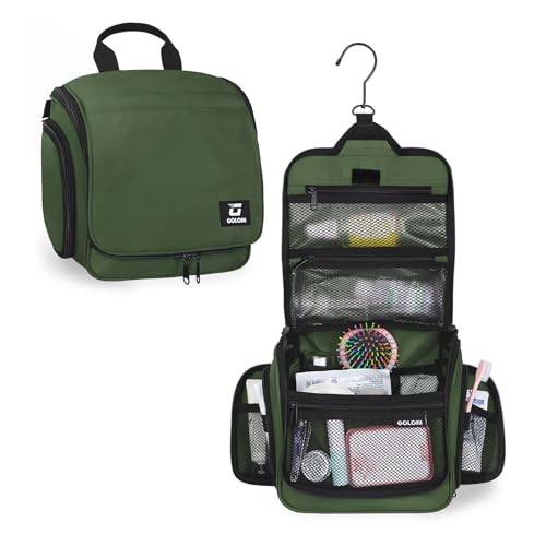 Goloni Hanging Toiletry Bag for Men Women, Water-Resistant Organizer,Green - color: Green