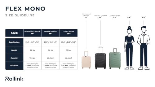 ROLLINK Foldable Mono Medium Checked Suitcase 26” – Hardshell Luggage, Double Spinner Wheels, TSA Lock, Lightweight & Durable Travel Case – Scratch, Water & Impact Resistant (Shifting Sand) - color: Sand Beige, size: Medium Checked