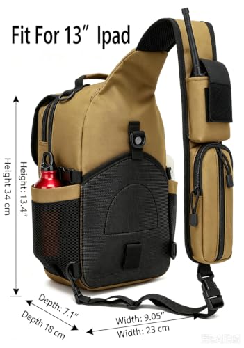Tactical Sling Crossbody Bag Holster Shoulder Backpack 15L - color: Brown Tan