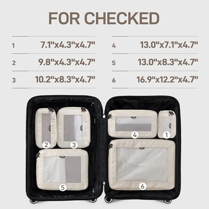 EPICKA TripCozy Compression Packing Cubes, 6 Set, Beige - color: Beige, size: Set of 6