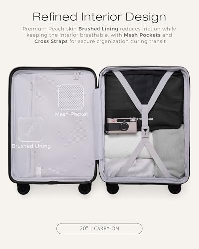 Coolife Luggage Carry-On, Lightweight PC Hardside Suitcase, 20-Inch, Black - color: Black, size: Carry-On 20-Inch