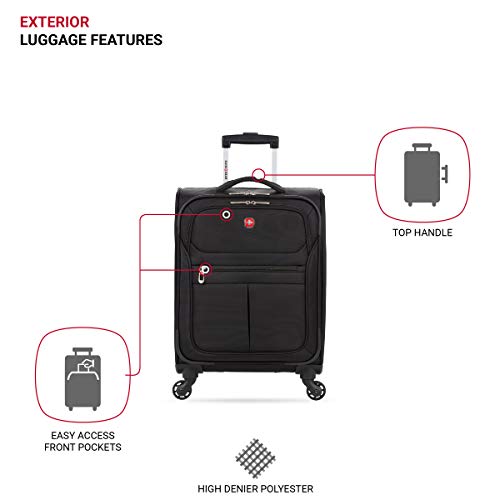 SwissGear 4010 Softside Luggage with Spinner Wheels, Black, Carry-On 18-Inch - size: Carry-On 18-Inch