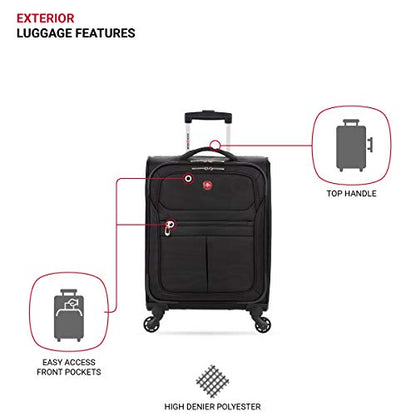 SwissGear 4010 Softside Luggage with Spinner Wheels, Black, Carry-On 18-Inch - size: Carry-On 18-Inch