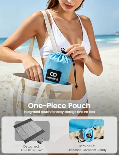 Lamicall Oversized & Lightweight Beach Blanket Sandproof Waterproof - color: Blue, size: 7.4x7.4 FT (1～3 person)