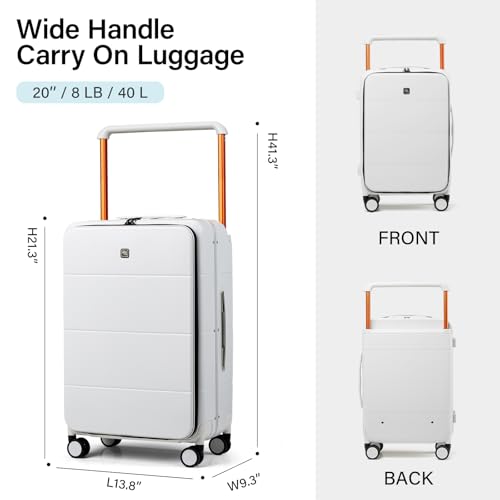 Hanke Top Opening Carry On Luggage 20 Inch Aluminum Frame Hardside Suitcase - color: Smoke White, size: 20 Inch