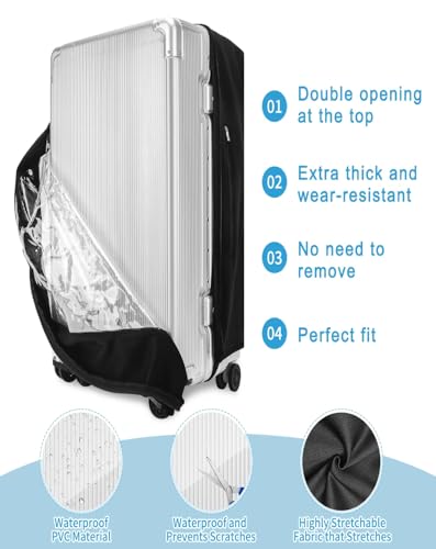 Yotako Upgraded Double Zippered Transparent PVC Suitcase Cover 26 Inch - size: 26inch
