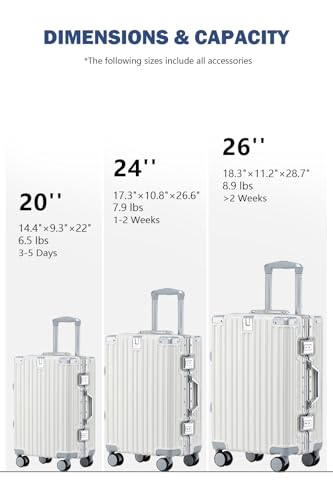 HotWay 26 Inch Checked Zipperless Luggage with Cup Holder,White - color: White (PC+Aluminum), size: Checked in 26inch