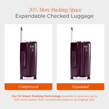 Briggs & Riley Sympatico Medium 27 Inch Expandable Hardside Spinner, Plum - color: Plum, size: 27" Medium Checked