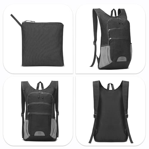Lightweight Foldable Daypack Travel Backpack 20L, Black - color: Black