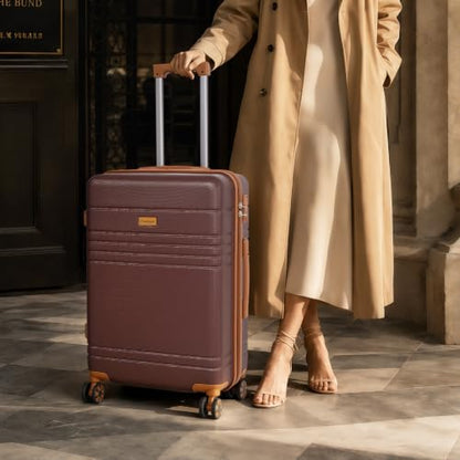 Cosbarn Luggage Sets 5 Piece, Hardshell Suitcase with Spinner Wheels | Durable Suitcase Set , ABS Hard Shell Lightweight Luggage with TSA Lock, Space-Saving Nested, Checked Travel Suitcases - color: Burgundy