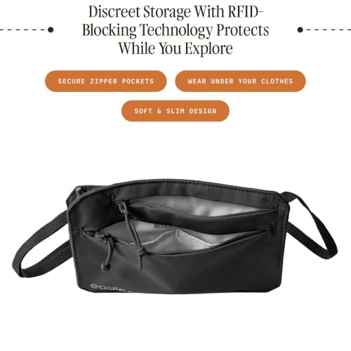 Eagle Creek Undercover RFID Neck Wallet – Lightweight Travel Security with RFID Blocking – Hidden, Adjustable Strap - color: 010 Black