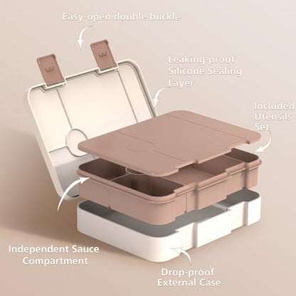 ACESAK 4PCS Teen Girls Backpack with 43OZ Bento Lunch Box Set,Khaki - color: Off-white-to-khaki Gradient
