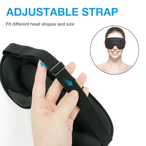 LYSIAN 3D Blackout Sleep Mask for Side Sleepers, 5 Pairs Ear Plugs, Black - color: Black