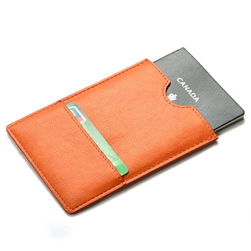 XEYOU Passport Holder Sleeve Case Travel Passport Pouch Wallet - color: Orange