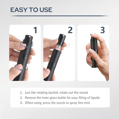 8ml Travel Perfume Bottle Refillable, Atomizer Sprayer for Cologne 3PCS - color: Black, Pink, Silver