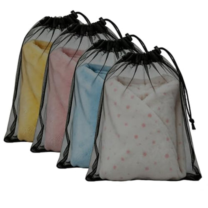 4 Pack Mesh Travel Laundry Bag 16" x 20"Extra Large Dirty Clothes Organizer - color: Black+Black+Black+Black, size: 16"x20"