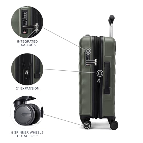 Travelpro Maxlite Air V2 Hardside Expandable Checked, Green, 25-Inch - color: Slate Green, size: Checked Medium 25-Inch
