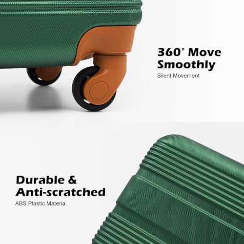 LONG VACATION Luggage Sets with Spinner Wheels, Suitcase Set 6 Piece - color: GREEN-BROWN, size: 6 piece set