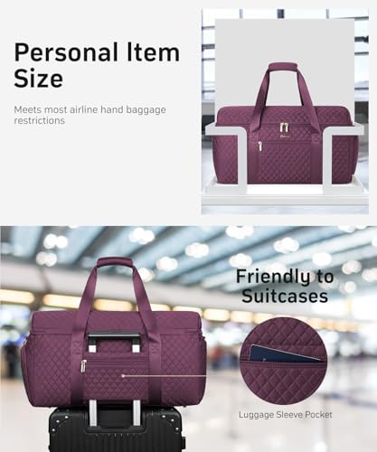 Weekender Bags for Women, Wide Open Large Travel Duffle Bag with Shoe Compartment, Overnight Carry on Bag Personal Item Travel Bag with Wet Pocket (Dark Purple) - color: 3-Dark Purple, size: Large